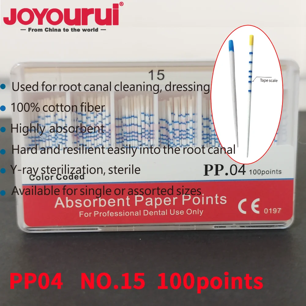 نقاط ورق ماصة للأسنان 02/04/06 معقمة مختلط الحجم إلغاء الجذر ألياف القطن نصائح مواد طب الأسنان 15-40 #