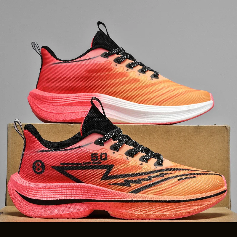 

Men's Shoes Carbon Plate Cushioning Road Running Shoes Fashionable Printed Lace Up Tennis Shoes Non-slip Breathable Sports Shoes