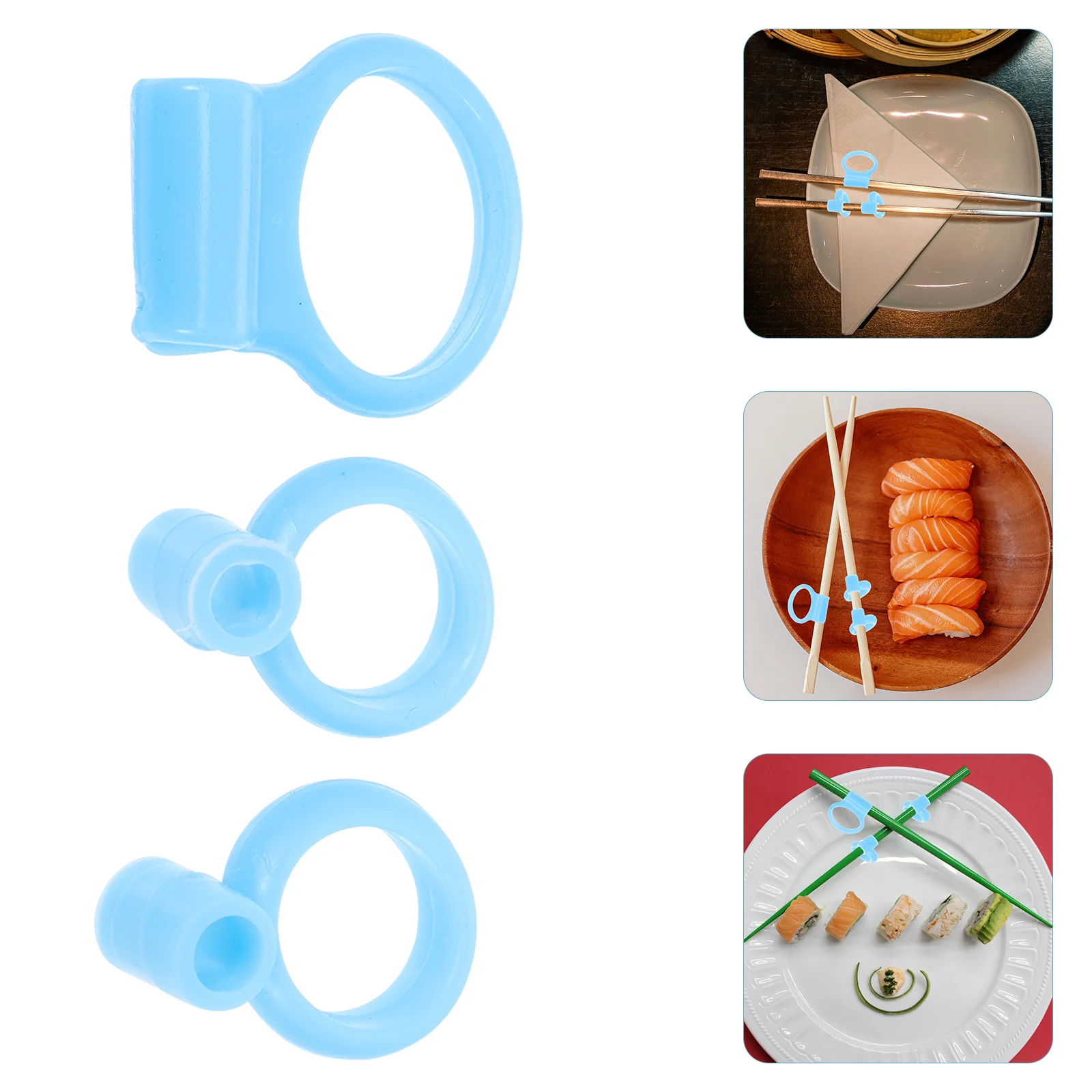 

18 Pcs Kid Chopsticks Learning Ring Buckle Tools Silicone Finger Rings Cot Reusable Creative Blue Accessories Children Eating