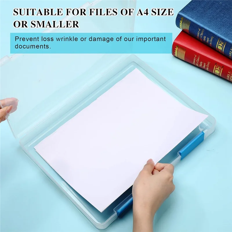 AK51-6 Pcs Clear A4 File Box Document Plastic Storage Box Case Board Containers Magazine Protector File Holder With Buckle