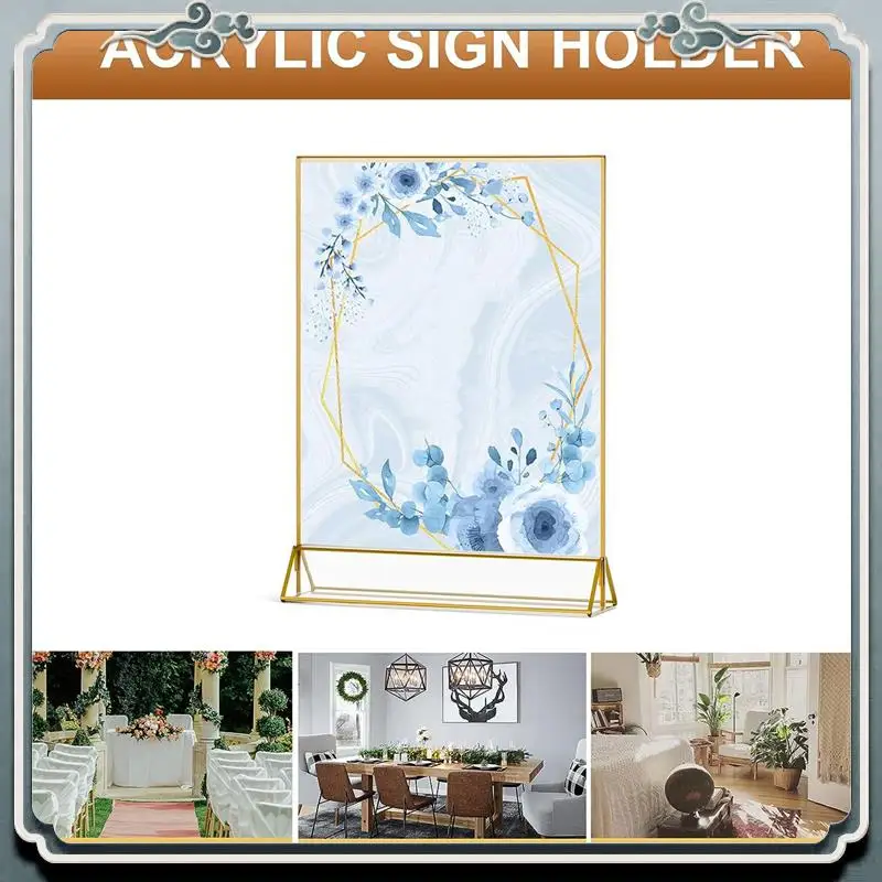 4 عبوات 8.5X11 إطار صورة ذهبي حامل علامة أكريليك علامات الزفاف أرقام الطاولة مجموعة حامل القائمة