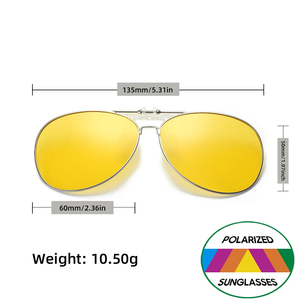 VIVIBEE Flip Up Clip On Nachtsichtbrille Polarisierte Männer Fahren Gelbe Sonnenbrille Frauen UV400 Angeln Universal Clips – Detail 7