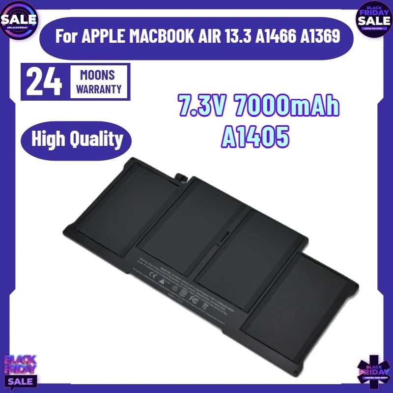 7.3V 7000mAh A1405 Laptop Battery for APPLE MACBOOK AIR 13.3 A1466 A1369 MD760LL/A MD761CH  MD761CH 2012-2017 Year A1496