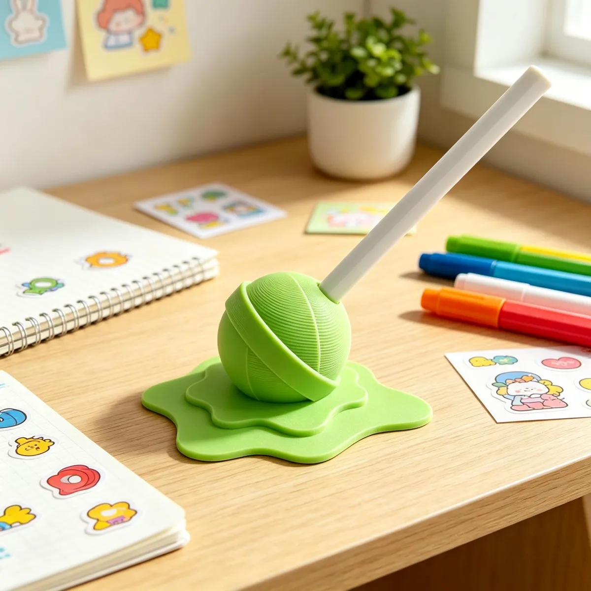 3D Printing Cute Pen Holder Creative Melting Shape Desk Pen Stand, Desktop Organizer Decor, Unique Stationery Gift for Office