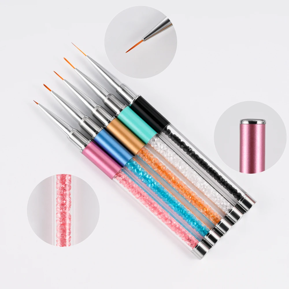 1/5 pz professionale Nail Art Liner pennello fai da te acrilico francese disegno penna UV Gel pennelli pittura penna Manicure accessori strumenti #