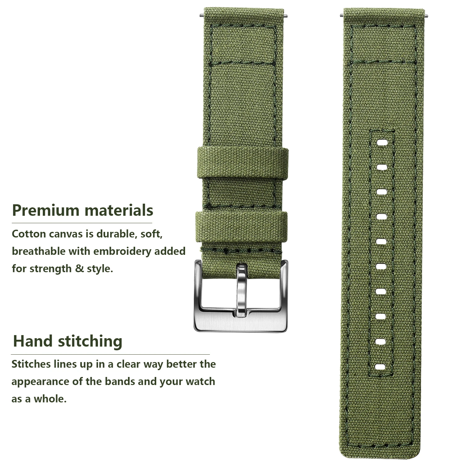 SAMCO Canvas Quick Release Watch Band 20mm 22mm Replacement Watch Straps for Men Women