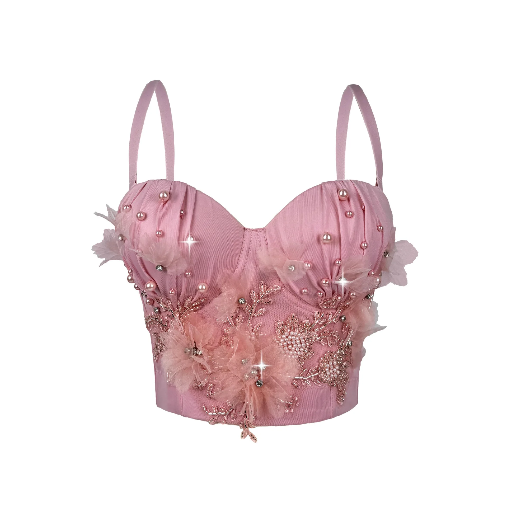 جديد اليدوية مطرز زهرة هيكل السمكة الصدرية المألوف الرجعية اللؤلؤ هيكل السمكة أعلى الخارجي حبال سترة النساء قمم #5