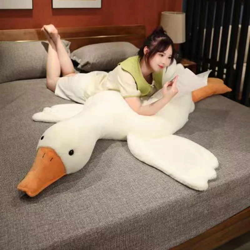 50-160cm Big White Goose Plush Toys Big Duck Doll Soft Stuffed Animal Sleeping Pillow Cushion Christmas Gifts for Kids and Girls