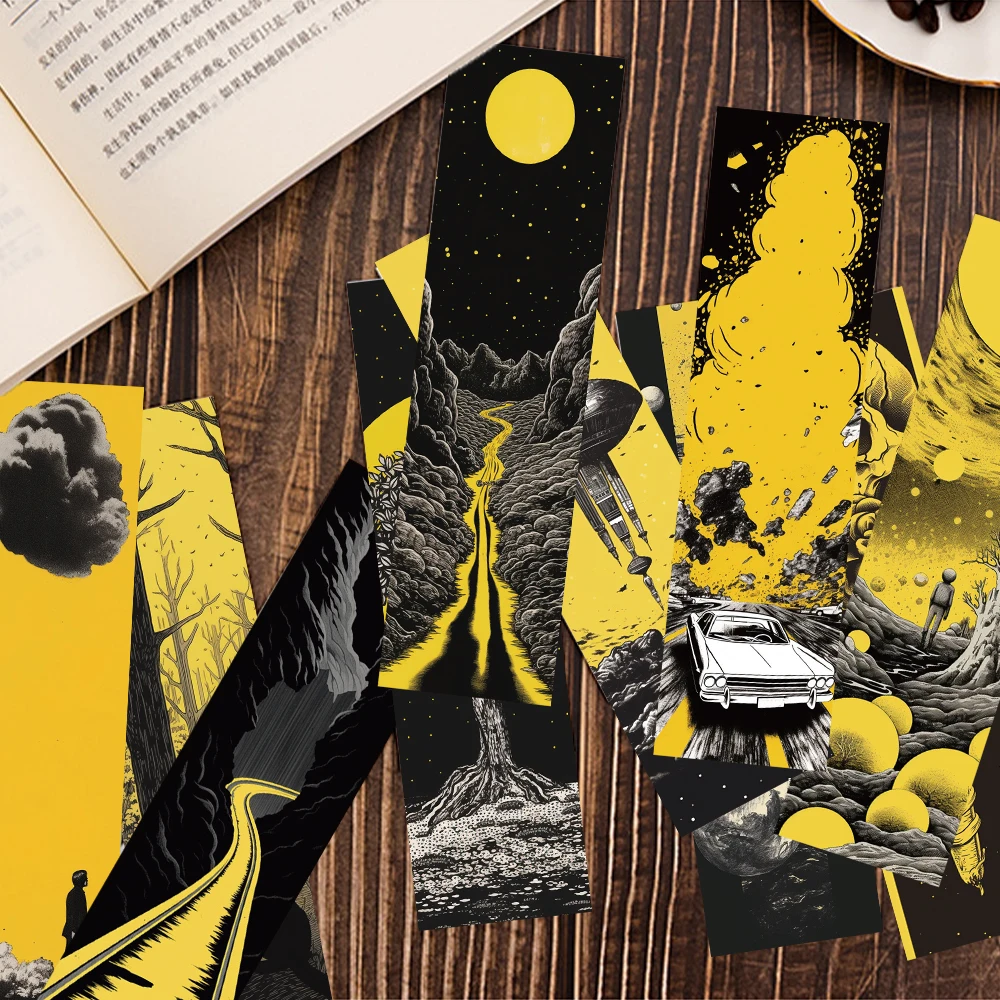 30pcs Yellow World Imagination Bookmarks Decoration Card School Stationary Supplies DIY Aesthetic Bookmarks Creative Gifts