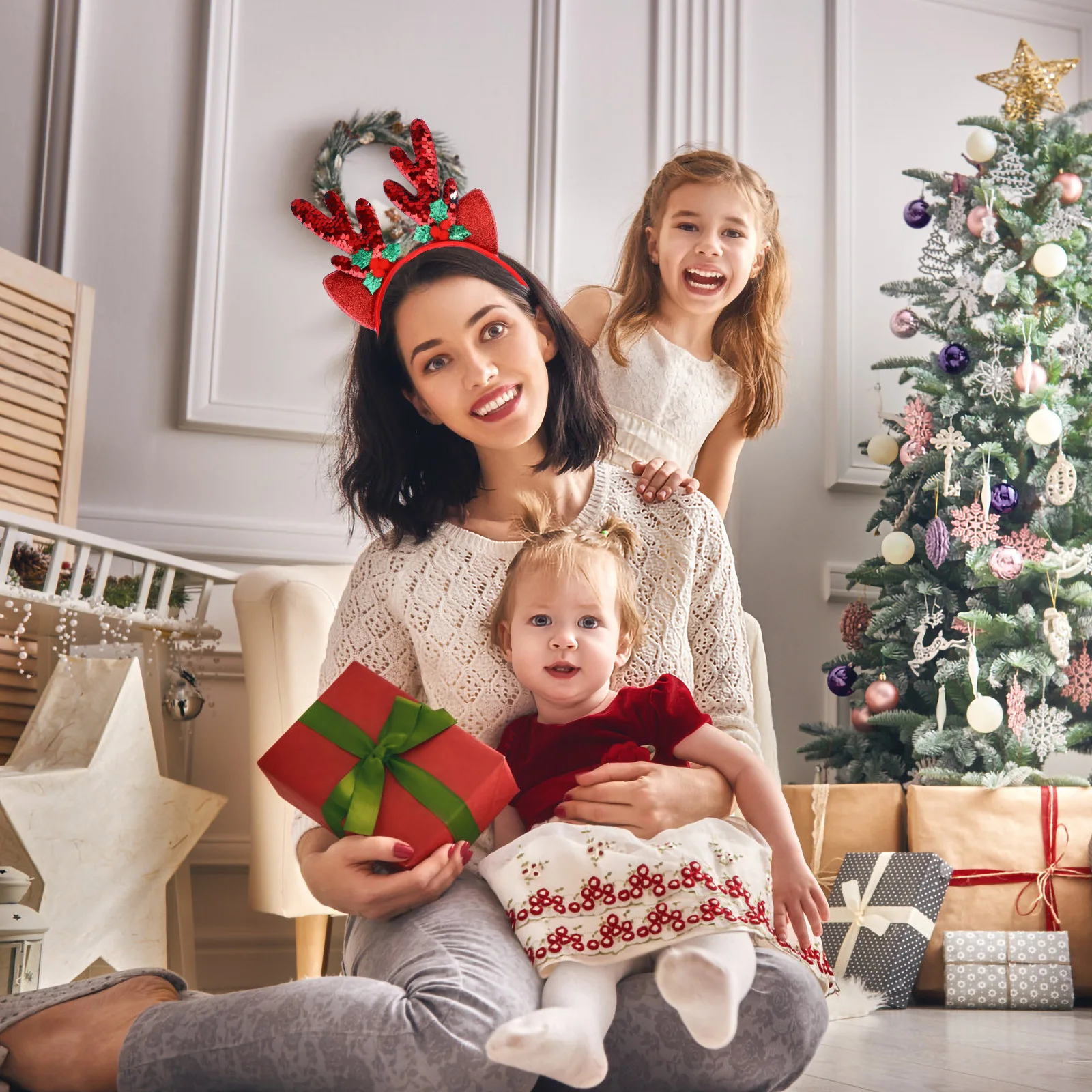 

2pcs Christmas Hair Hoop Sparkly Sequins Hair Accessory For Holiday Party Night Bar Sequin Headdress Dance Masquerade