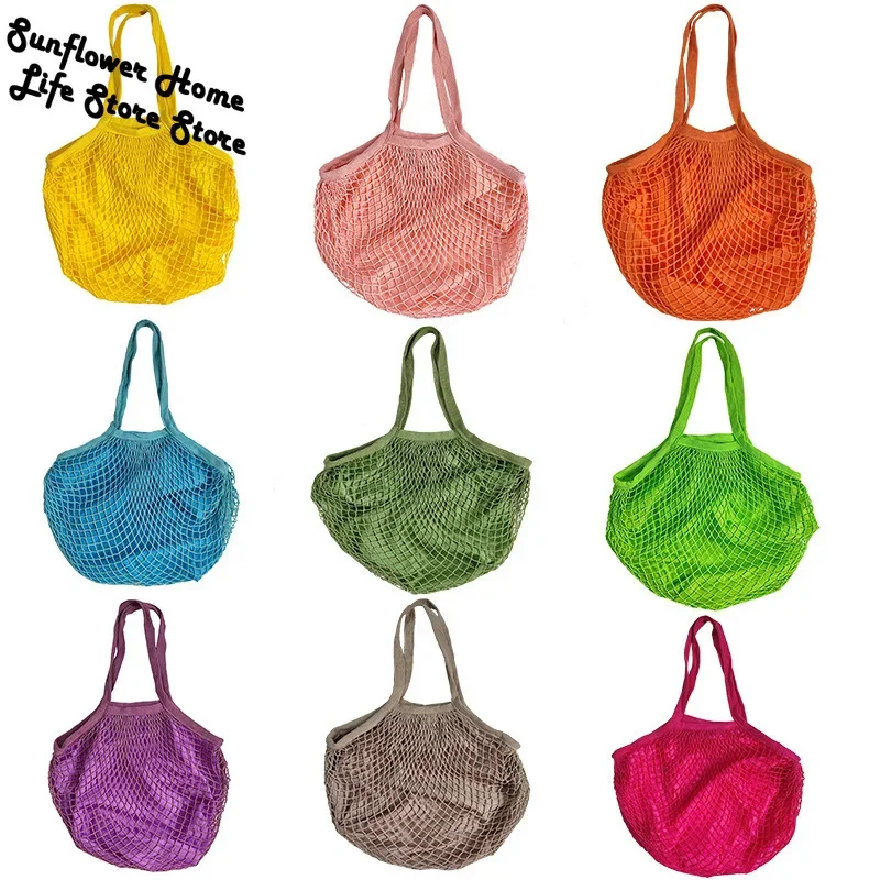 Newly Upgraded Grocery Storage Bag Reusable Leak-proof Cotton Net Market String Bag Kitchen Vegetable Hanging Shopping Tote Bag