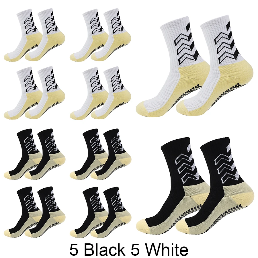 10 Pairs New Football Socks Anti-Slip High Quality Soft Breathable For Running Yoga Basketball Soccer Hiking Sports Grip Socks