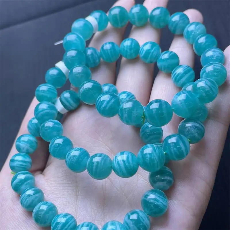 9 مللي متر الطبيعية امازونيتي حبة سوار النساء الرجال اليدوية تمتد حبل مجوهرات فاخرة الطاقة شفاء هدية 1 قطعة