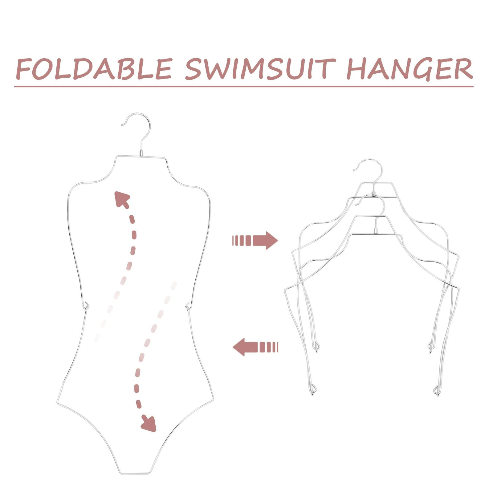 

2Pcs Bikini Swimsuit Hanger Foldable Metal Wire Swimwear Display Rack Bathing Suit Lingerie Holder Organizer Swimsuit Hanger