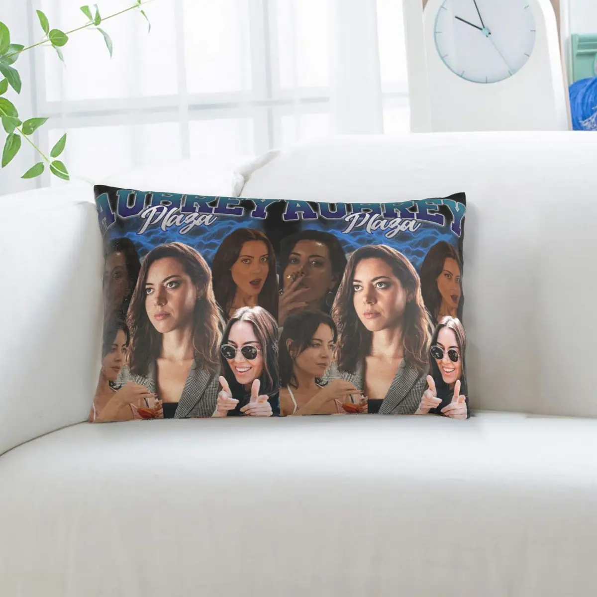 Aubrey Plaza Retro Style Rectangle Pillowcase Cushion Cover Decorative Bedroom Bed Home Comfort Throw Pillow