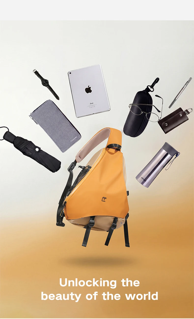 TANGCOOL Umhängetasche für Herren, wasserabweisender Umhängetaschen-Rucksack, große Kapazität, diebstahlsichere Brusttasche für Reisen, Wandern, täglichen Gebrauch – Detail 3