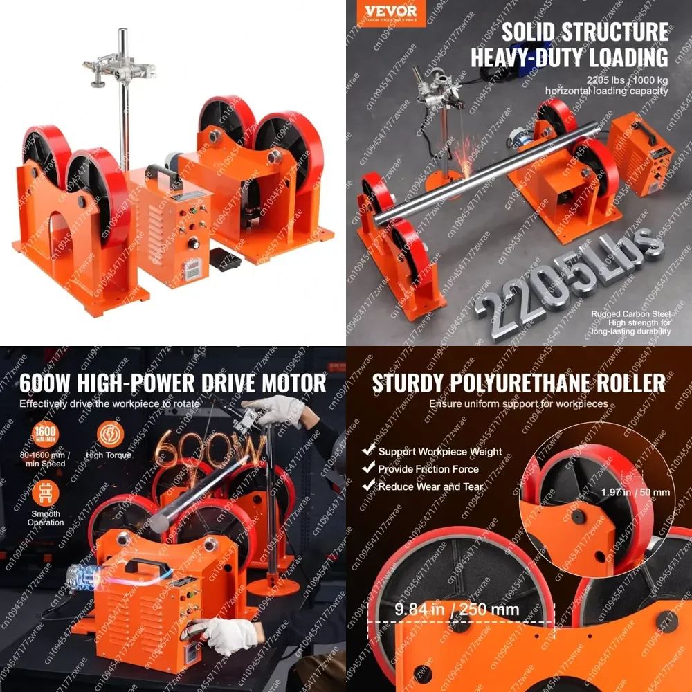 Welding Turning Rolls Model D0100HADYEA 110V Linkage Roller 1000KG/2205LBS Load Capacity 25-1400mm Diameter 80-1600mm/min