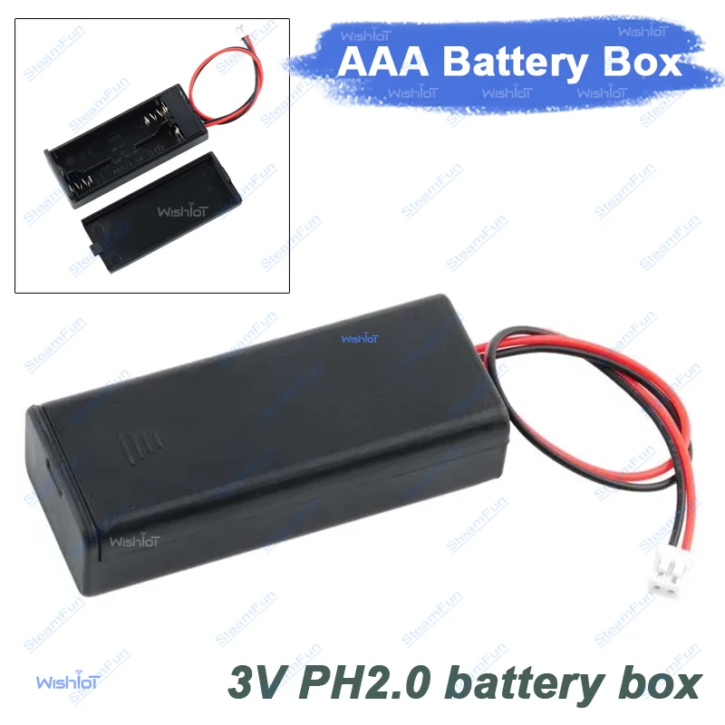 2 Slot AAA Battery Case Battery Box AAA Battery Holder for Micro:bit JST PH2.0 Conntector with Switch Cover