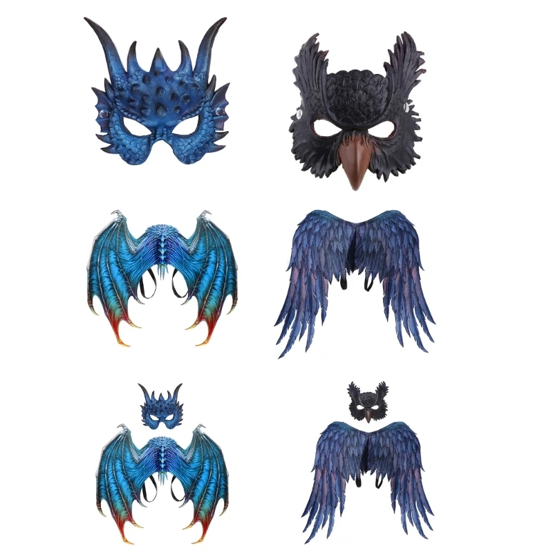 

Owl Mask Dragon Wing Set Scary Prop Adult Christmas Gift Carnival Party Cosplay