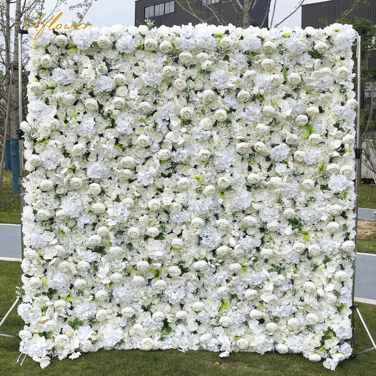 Wedding White Rose 5D Artificial Flower Wall Row Flower Arch Backdrop Fake Floral Event Party Prop Floral Arrangement Decor