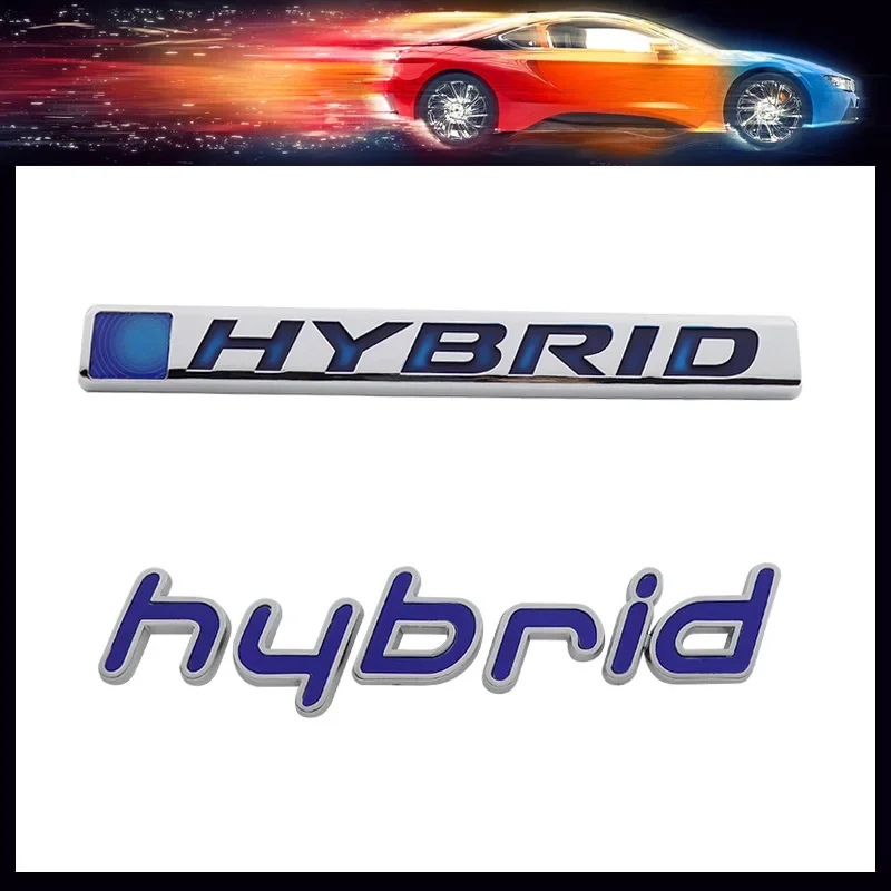 3D Blue Hybrid car Hood Fender trunk Rear Bonnet Nameplate Decal Emblem Badge Sticker