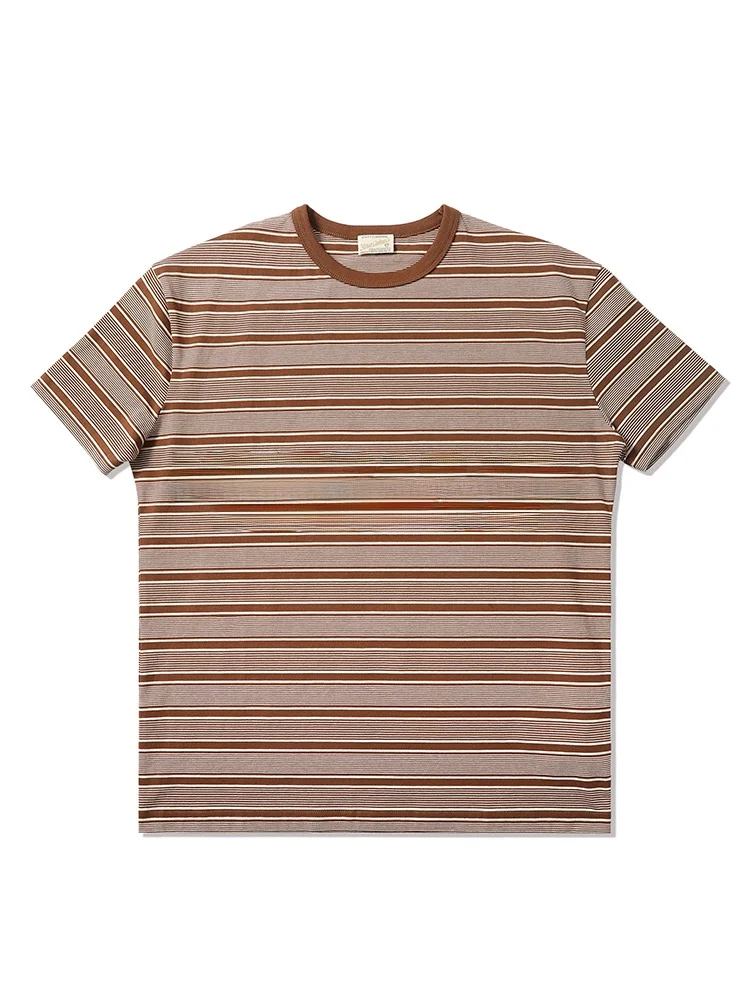 

MBBCAR Slim Fit Summer Casual Stripe T-irt Red White ort Sve Breathable Busin Gentleman Sle round Ne Top