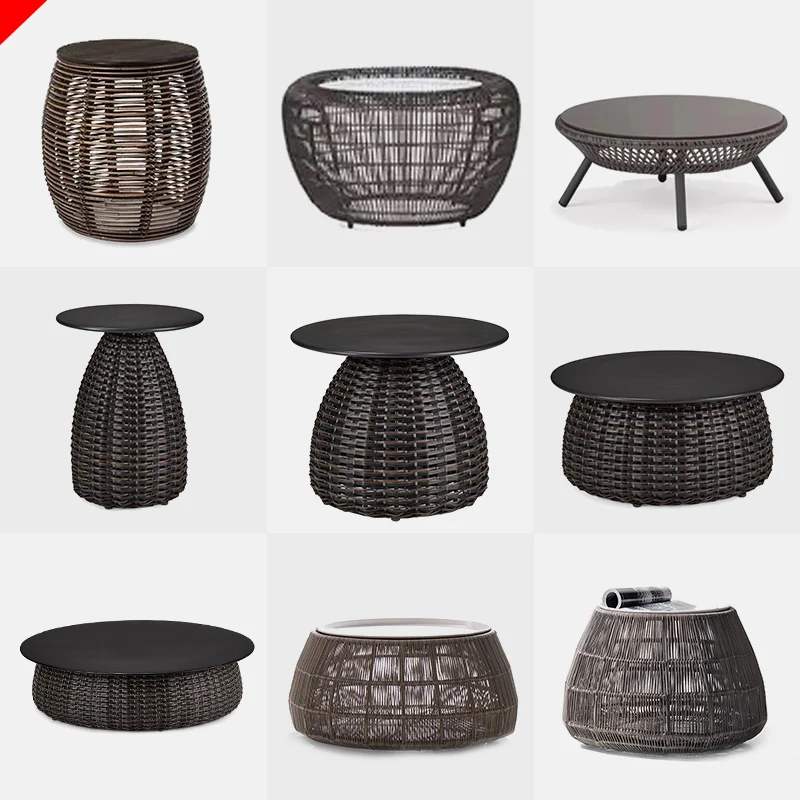 

Wyj Garden Sofa Rattan Small Coffee Table Mini Corner Table Balcony Small Rattan Table