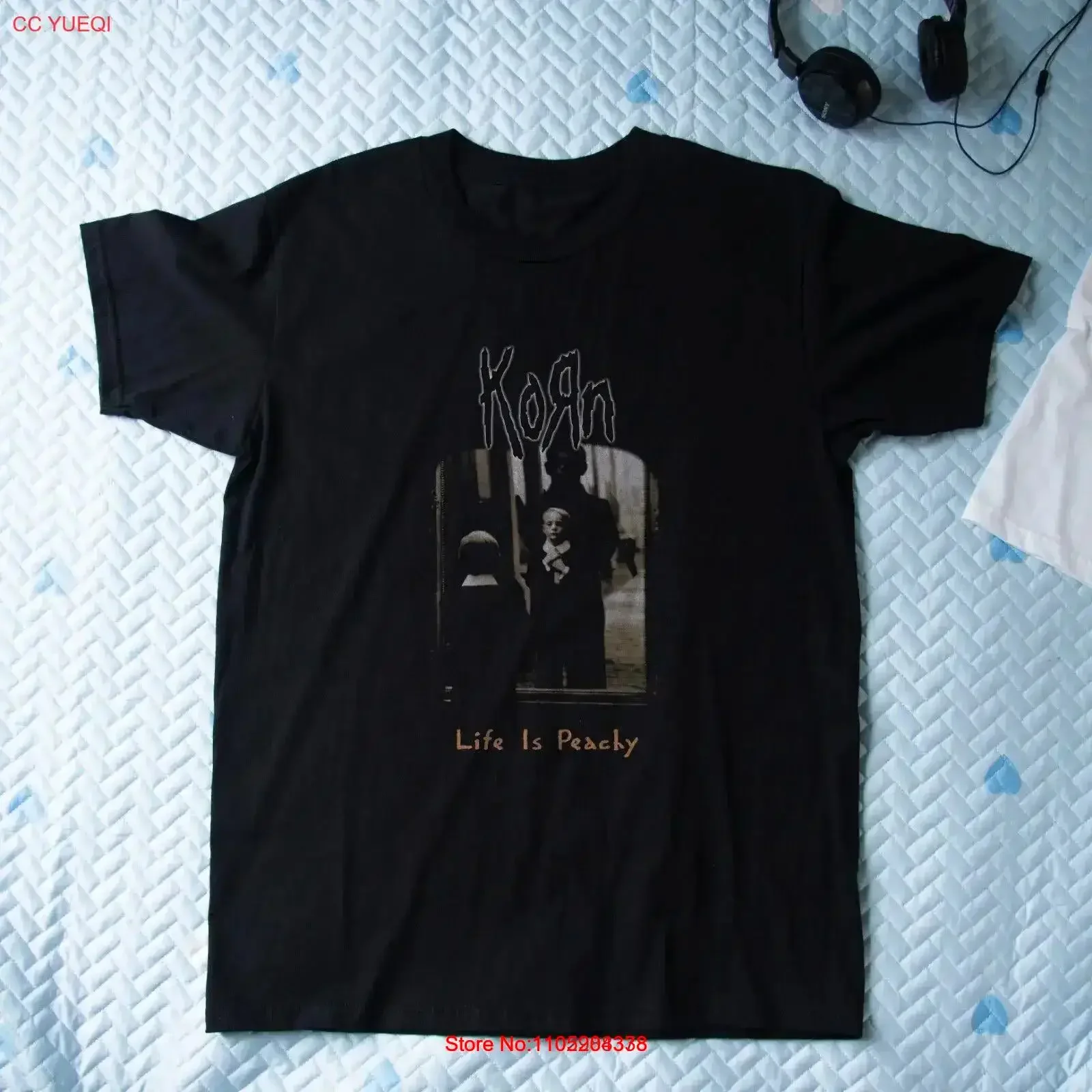 

Korn T Shirt Life Is Peachy Black Cotton Size S 5XL vintage Washed streetwear Soft Stylish Breathable fashion homme vintage
