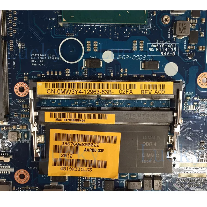 f   MW3Y4 0MW3Y4 For Dell Precision 7710 Laptop Motherboard LA-C551P E3-1535M