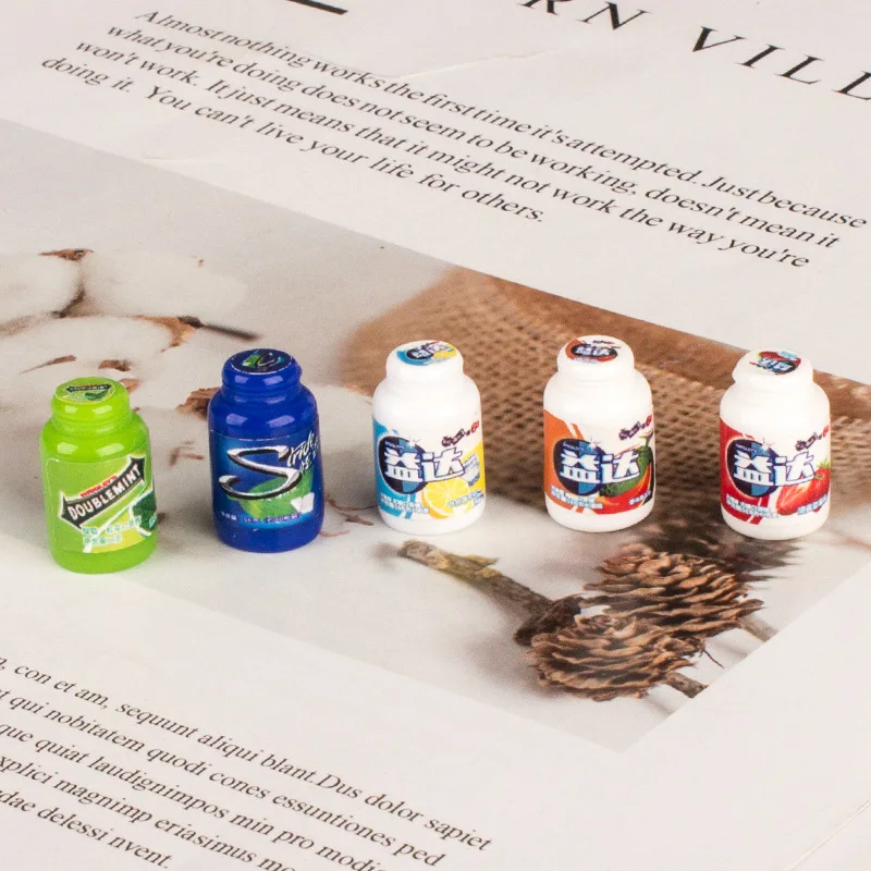 Dollhouse Simulated Miniatures Chewing Gum Bottle Figurines DIY Accessories Fairy Garden Ornaments Home Decoration Crafts Toys