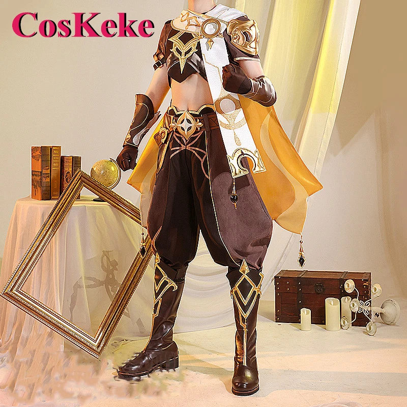 CosKeKe Aether Cosplay Costume Hot Game Genshin Impact Traveller Fashion Battle Uniform Halloween Party Role Play Clothing S-XL