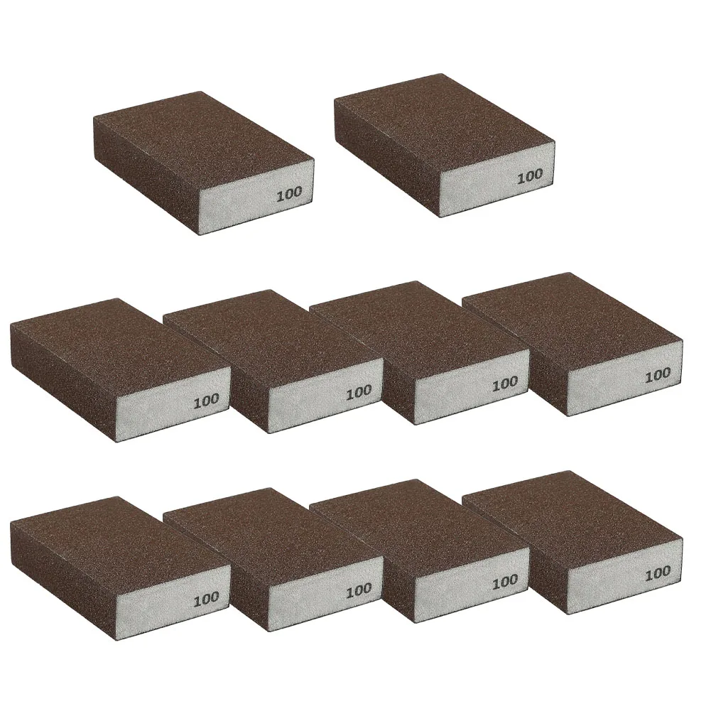 10pc Sponge Sanding Block Wet&Dry Polishing Sandpaper Abrasive Foam Pad 60/80/100/120/180/240/320 Grit Woodworking Grinding Tool