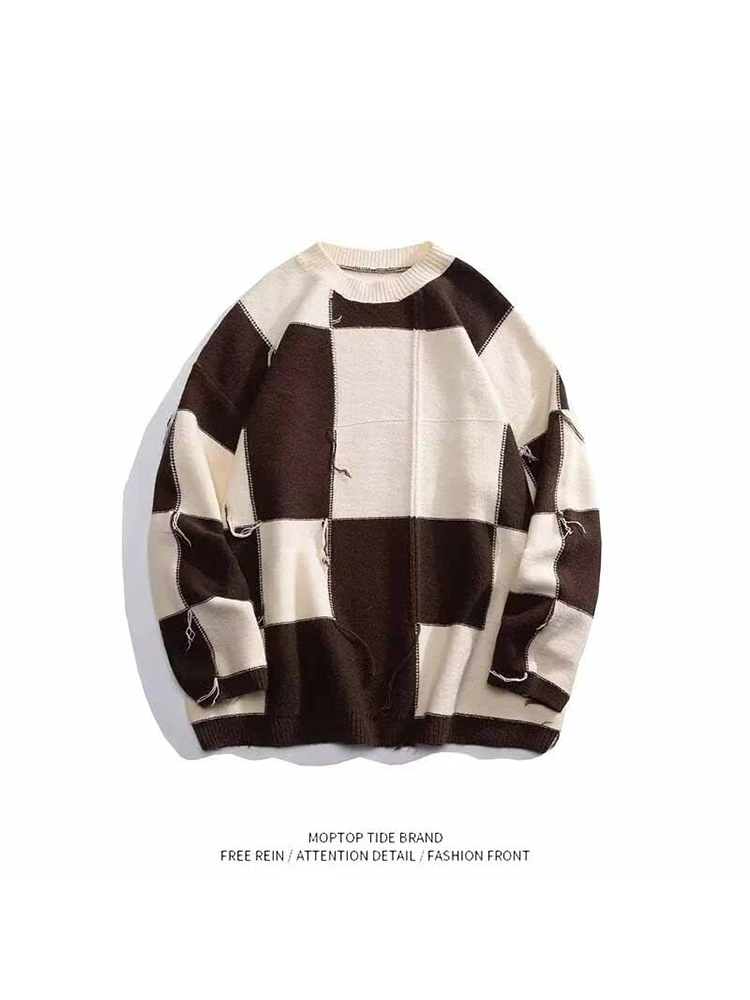 

Повседневный мужской свитер свободного кроя с круглым вырезом, осенне-зимний, модный, брендовый, с цветными блоками, молодежный, Vitali Sle L