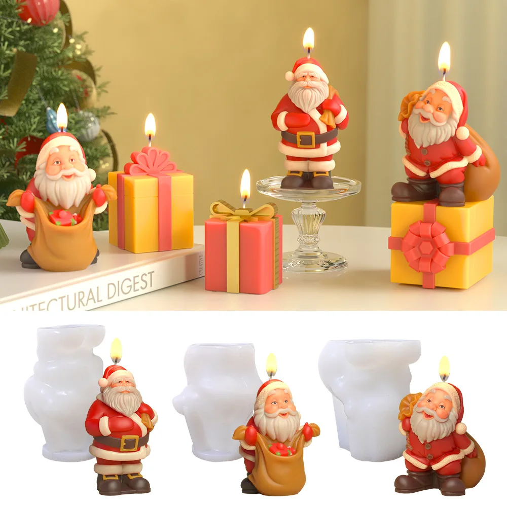 سانتا كلوز شمعة قالب من السيليكون عيد الميلاد شمعة قوالب سانتا كلوز شمعة اليدوية صنع الجص الصابون الراتنج قالب ديكور المنزل