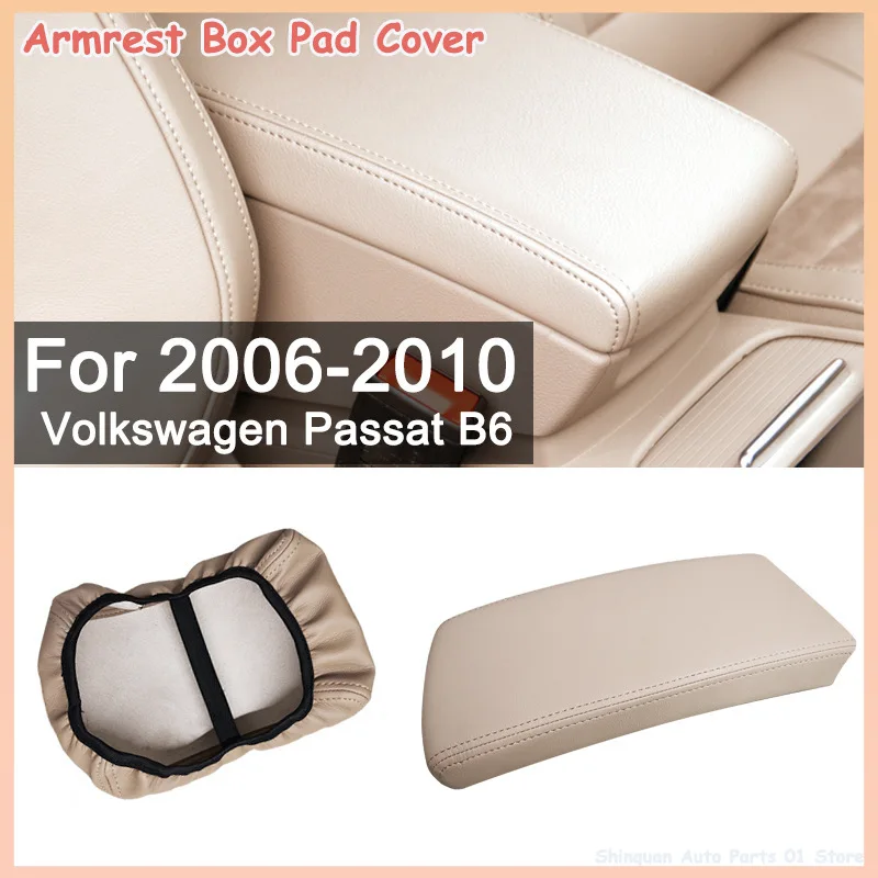 Center Console Armrest Cover For VW Passat Magotan B6 B7 2005-2015 Leather Armrest Lid Protector Auto Interior Accessories