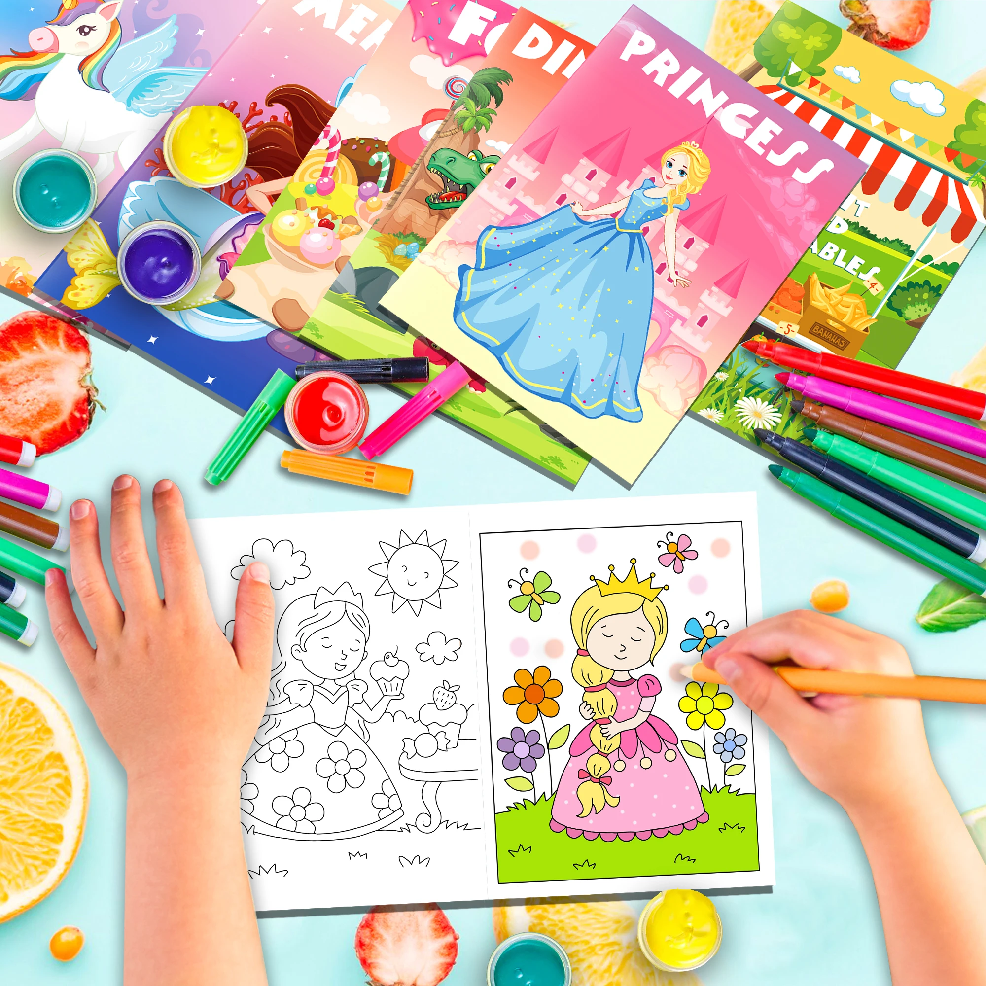 6/12/24Pcs Mini Assorted Coloring Books Dinosaur Space Mermaid Unicorn Pattern Drawing Book Goody Bag Fillers Decorations