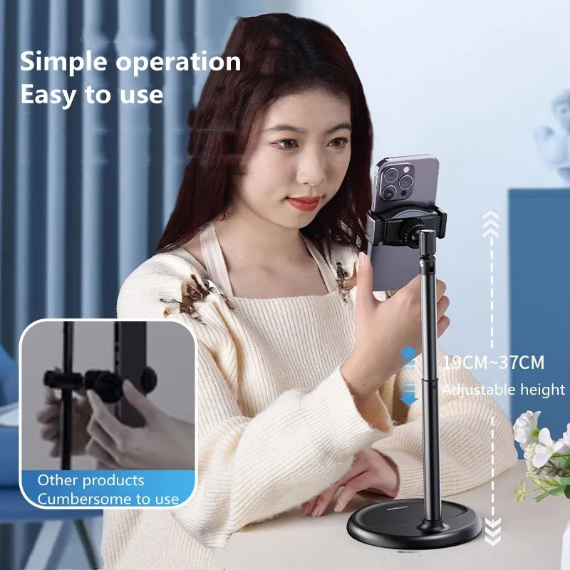 Eary Cell Phone Holder Stand for Recording Filming Height Adjustable Bracket For Desk Fit for iPhone Samsung 4-7" Inch Devices