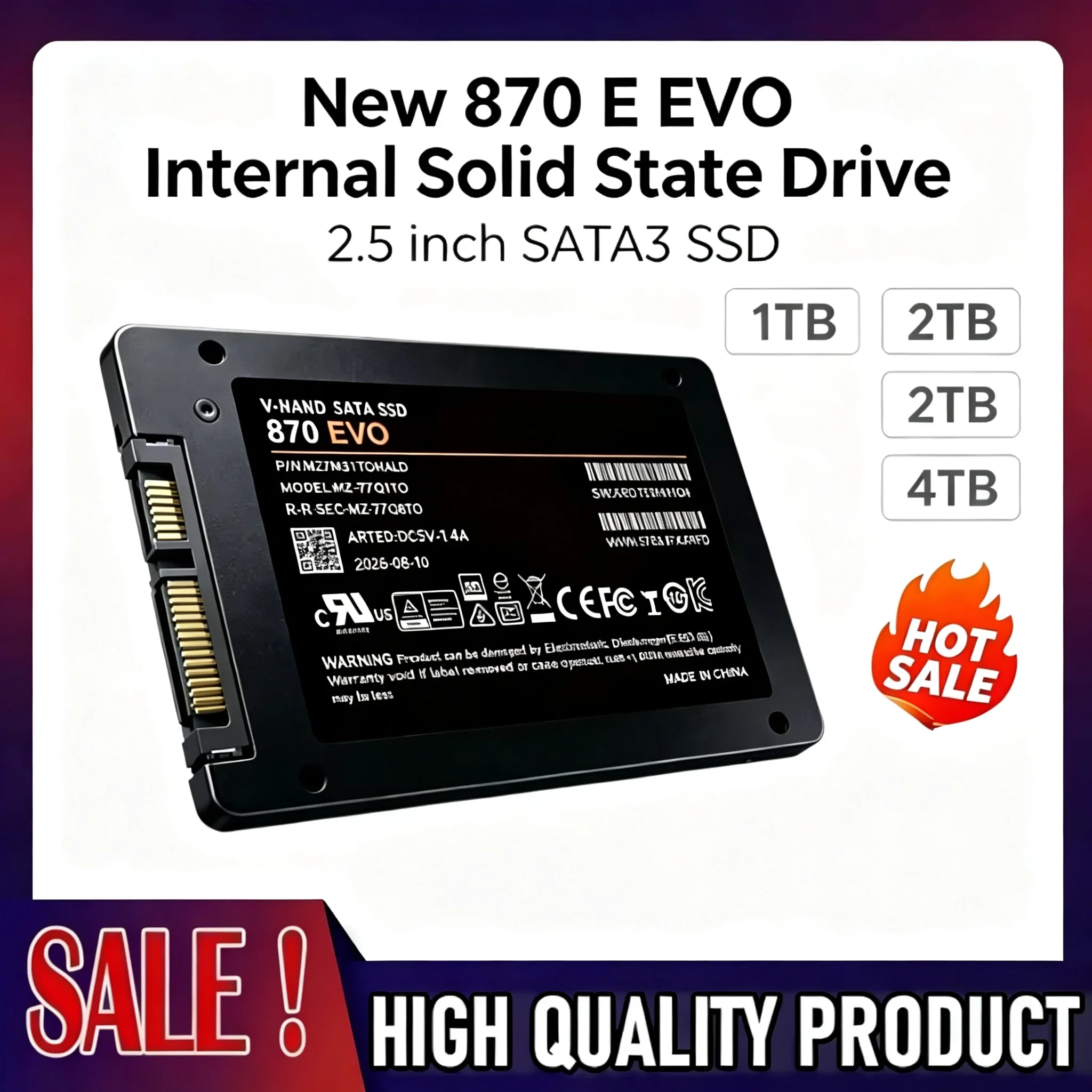 870 EVO Internal Solid State Drive 2.5 Inch  SATA3 SSD 1TB 2TB 4TB Hard Disk Solid State Drive for Laptop Desktop