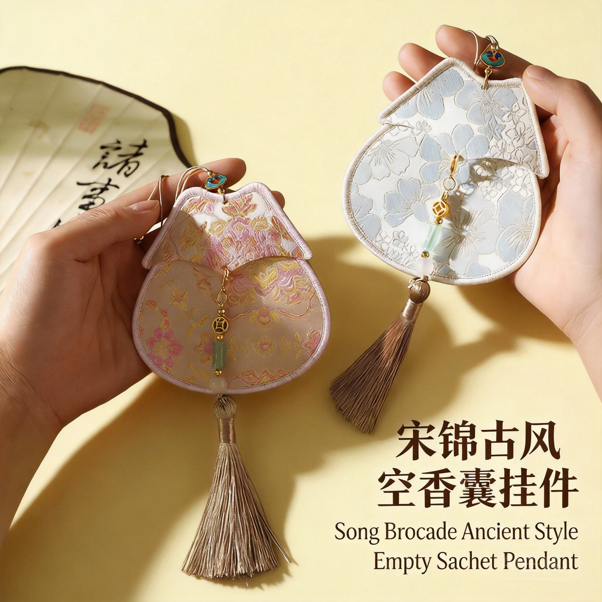

Chinese Style Brocade Empty Sachet Pendant Lucky Blessing Fortune Ruyi Tassel Pouch Good Luck Peace Purse Car Bag Hanging Decor