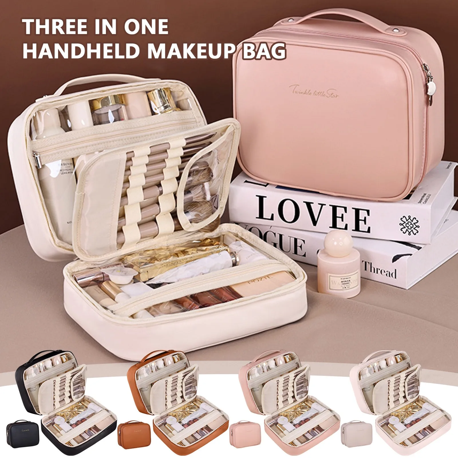 

Новая женская косметичка, портативная дорожная ручная сумка большой вместимости, многофункциональная перегородка «три в одном», сумка для хранения макияжа