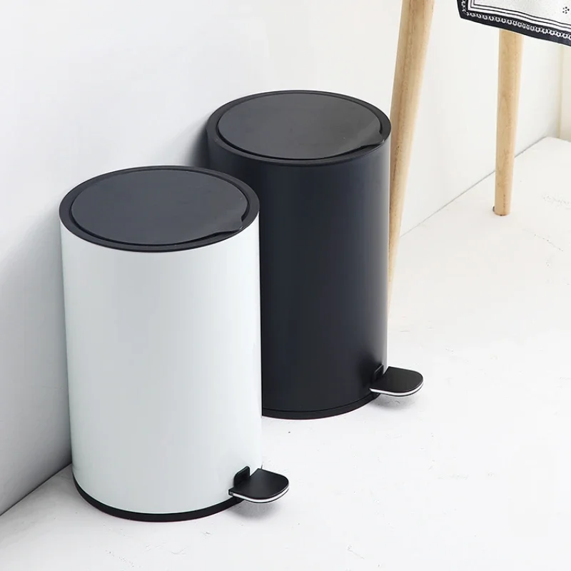 Affordable Luxury Nordic Garbage Bin with Lid Home Silent Bathroom, Kitchen, Living Room Foot Pedal Waste Bins, 8-12L, Low Price