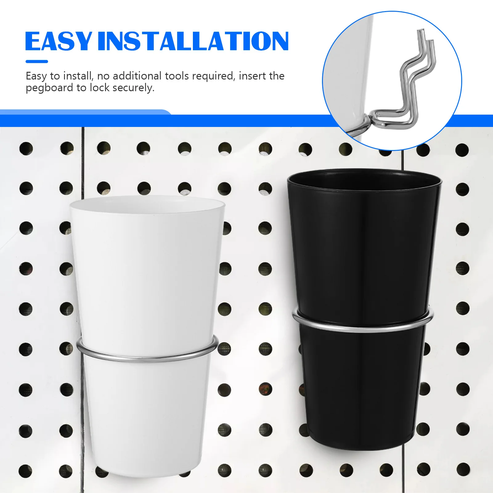 

1Set Pegboard Cups and Hooks Kit Plastic Stainless Steel Organizing Craft Tools Stationery Workbench Garage Storage Accessories