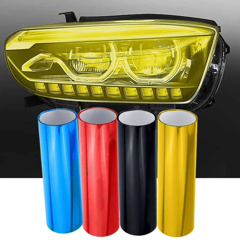 PVC Car Headlight Lamp Film Fog Lamp Sticker 30x120cm Car Headlight Tailing Moulding Foil Self-Adhesive Car Accessories