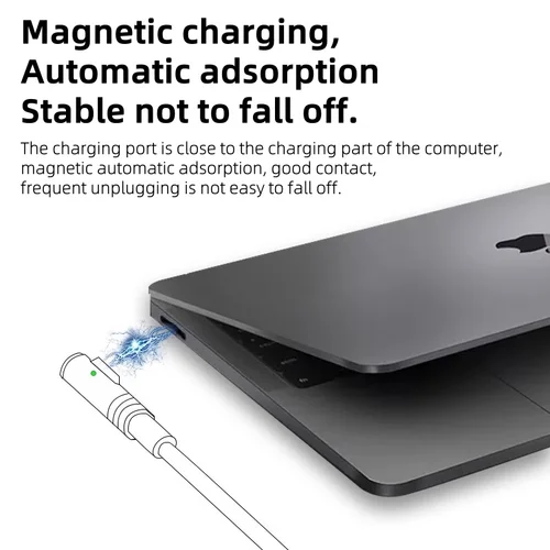 Imagen 2 del producto Para MacBook 45W 60W 85W PD Cable de carga rápida USB-C a Magsafe 1 cable de alimentación de cabezal L adsorción automática magnética 1,8 M de longitud