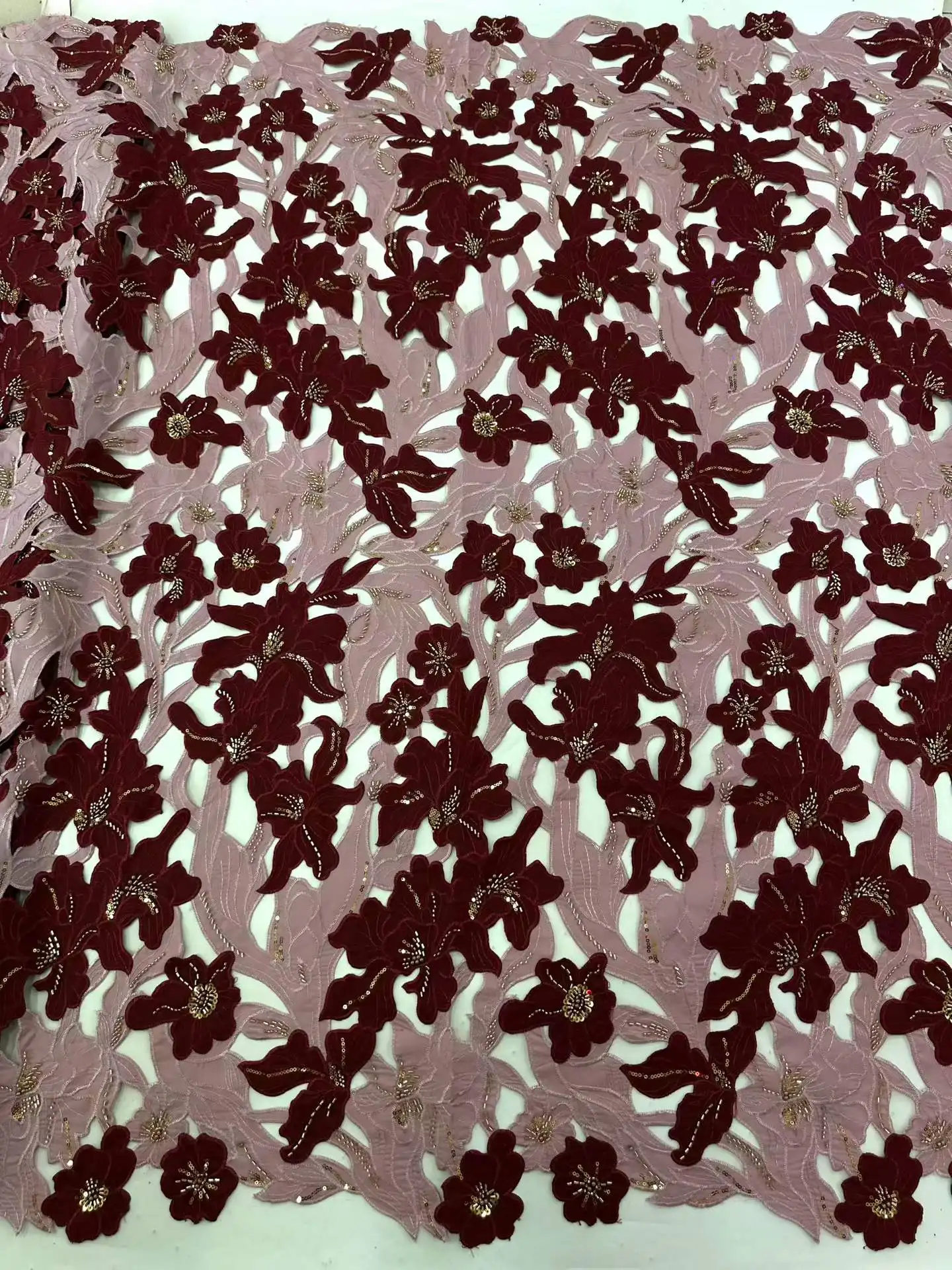 2026Elegant Wedding Evening Dress Fabric - Embroidered Laser Cotton Lace with Stones, High Quality (Austria Latest) ·NN1698_R