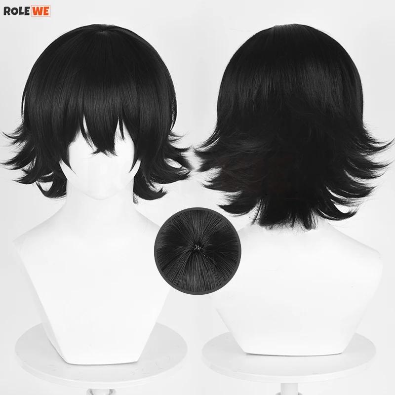 Juzo Suzuya Cosplay Wig Anime Black Short Unisex Scalp Heat Resistant Synthetic Hair Halloween Party Wigs + Wig Cap