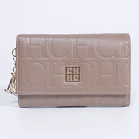 CH moda Otoño/Invierno cartera pequeña 2025 nueva letra de Color sólido en relieve cartera con múltiples ranuras para tarjetas para hombre y mujer