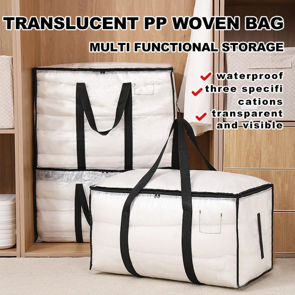 

Extra Large Moving Bags Heavy Duty PP Woven Translucent Water Resistant Storage Totes With Zipper Wrap Handles For Clothes Tents