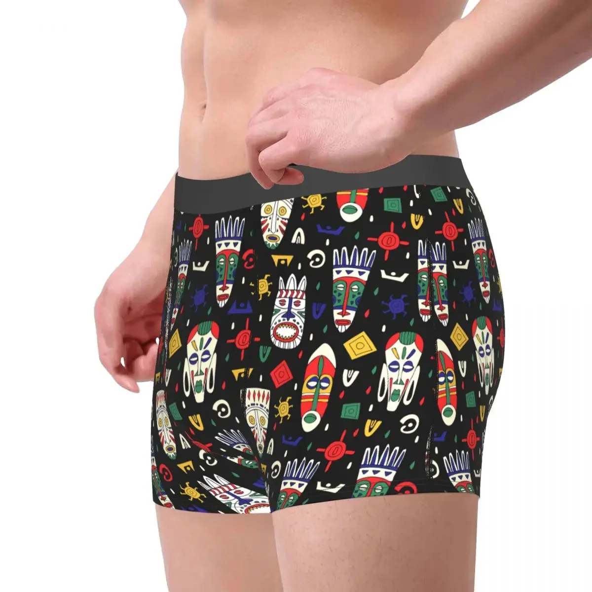 Seamless Pattern African Tribal Masks Underpants Breathbale Panties Male Underwear Print Shorts Boxer Briefs