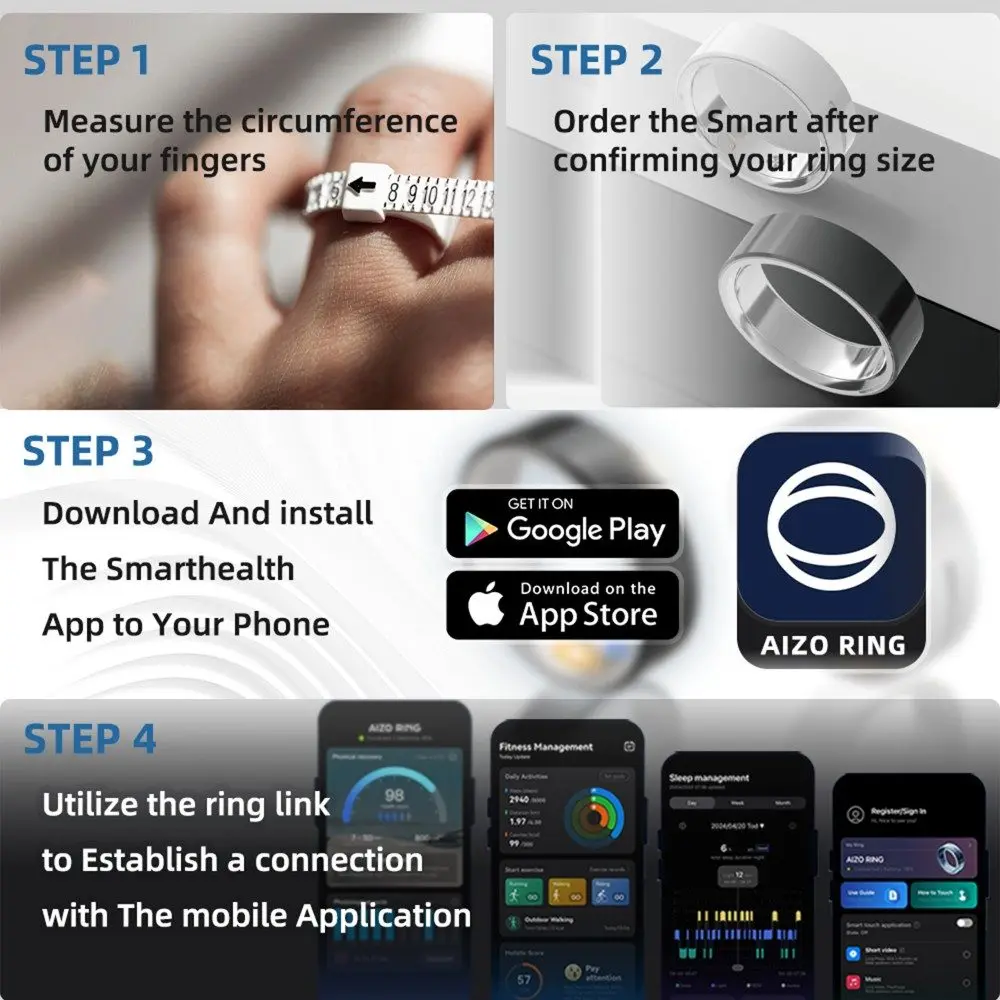 Medical Professional Grade Rechargeable Steel Health Smart Ring Step Counting Heart Rate Blood Oxygen Sleep Tracking Thin